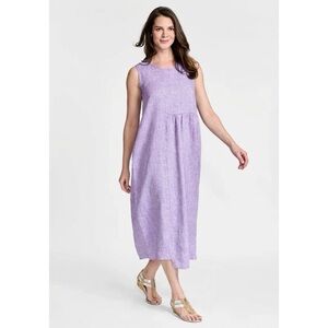 Flax Lavender Sleeveless Midi Linen Dress